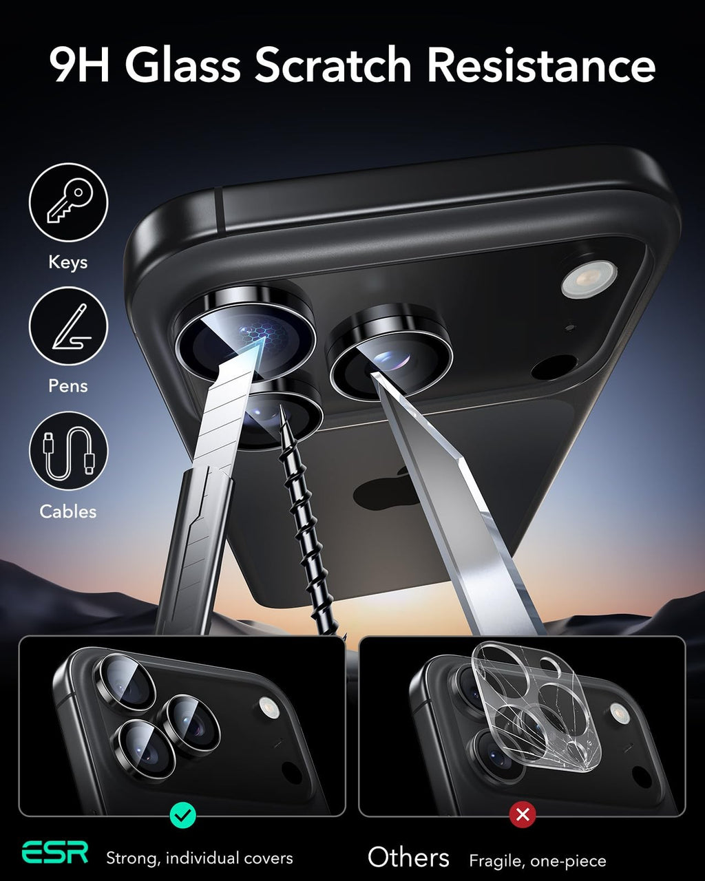ESR Camera Lens Protector for Iphone 17 Pro Max/17 Pro/16 Pro Max/16 Pro/15 Pro