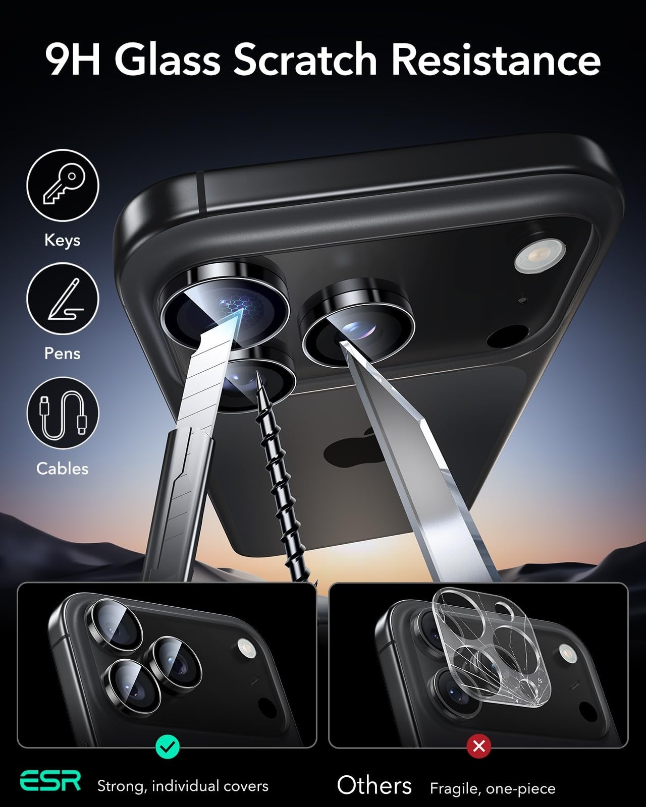 ESR Camera Lens Protector for Iphone 17 Pro Max/17 Pro/16 Pro Max/16 Pro/15 Pro