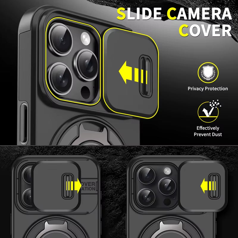 New Arrival for Iphone 15/15 Pro/16/16 Pro/16 Plus/16 17 Pro Max TPU + PC Hybrid Slide Window Lens Protection Mobile Phone Case